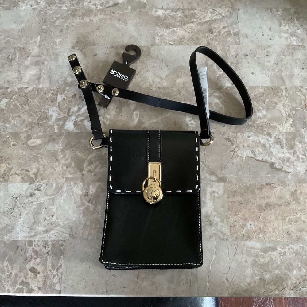 MICHAEL KORS Waist/Shoulder Mini Purse Genuine Leather Black - Picture 4 of 6